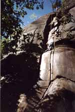 Climbing twin cracks at Little Falls. (Category:  Rock Climbing)