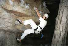 Sarah bouldering. (Category:  Rock Climbing)