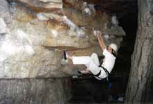 Sarah bouldering. (Category:  Rock Climbing)