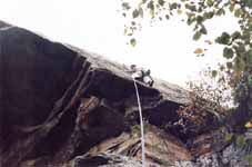 Sarah smiling after having pulled the roof. (Category:  Rock Climbing)