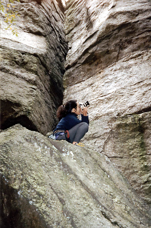 Christine taking a picture. (Category:  Rock Climbing)