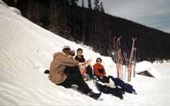 Vince, Andy, Jay and Sharon cross-country skiing around Lake Louise. (Category:  Skiing)