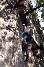 Starting up my first lead climb. (Category:  Rock Climbing)