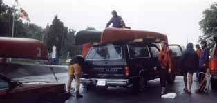 Loading canoes at the end of an awesome trip. (Category:  Paddling)