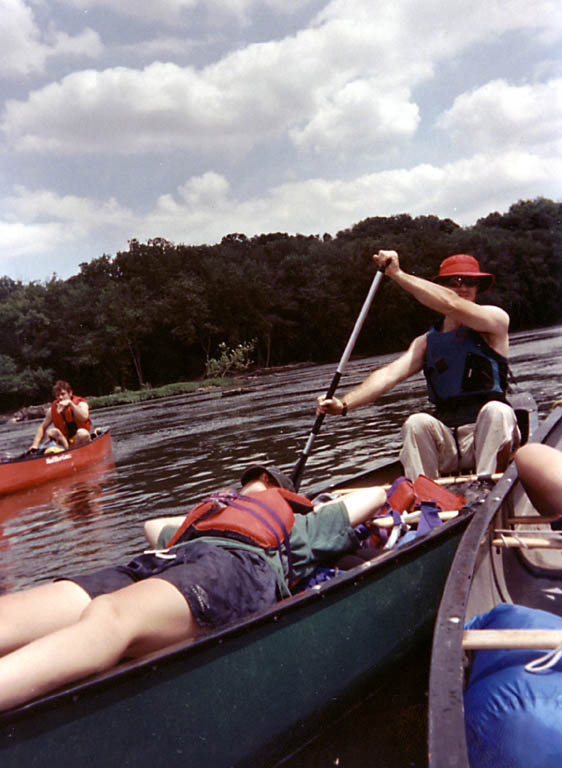 Me pretending to paddle while Sarah really sleeps. (Category:  Paddling)