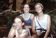 Jen, Lisa and Sarah after a dirty day of climbing. (Category:  Rock Climbing)