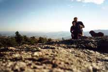 Marci, me, Mandel and Lance at the summit of Old Rag. (Category:  Backpacking)