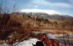 Me, Lance and Mandel with Mount Katahdin in the background. (Category:  Skiing)