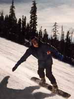 Carving on my snowboard. (Category:  Skiing)