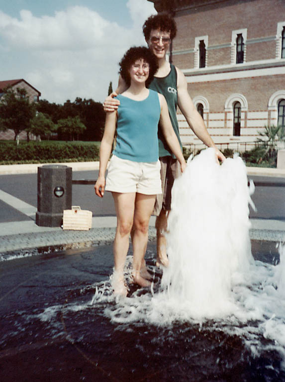 Marci and me exploring a new fountain at Rice University. (Category:  Travel)