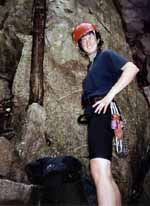 Climbing with Marci during a very rainy day at Sugarloaf. (Category:  Rock Climbing)