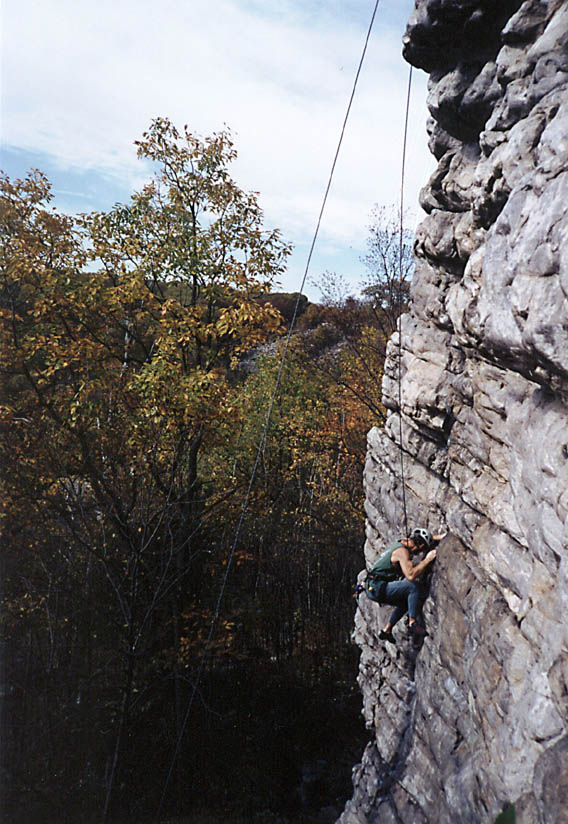 Climbing Black Crack on Toprope (Category:  Rock Climbing)