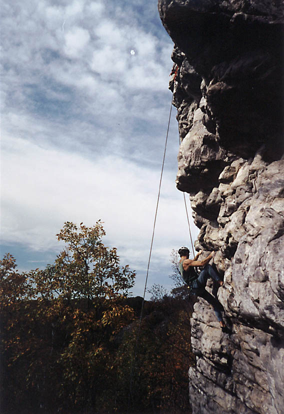 Climbing Black Crack on Toprope (Category:  Rock Climbing)