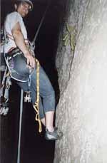 Rappelling in the dark after the final climb of the trip. (Category:  Rock Climbing)