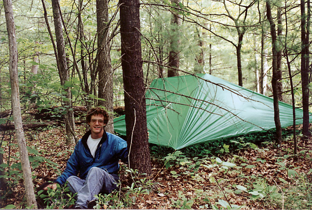 Posing in front of a well pitched tarp. (Category:  Backpacking)