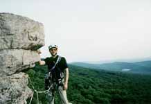 Mark after leading up the cliff. (Category:  Rock Climbing)