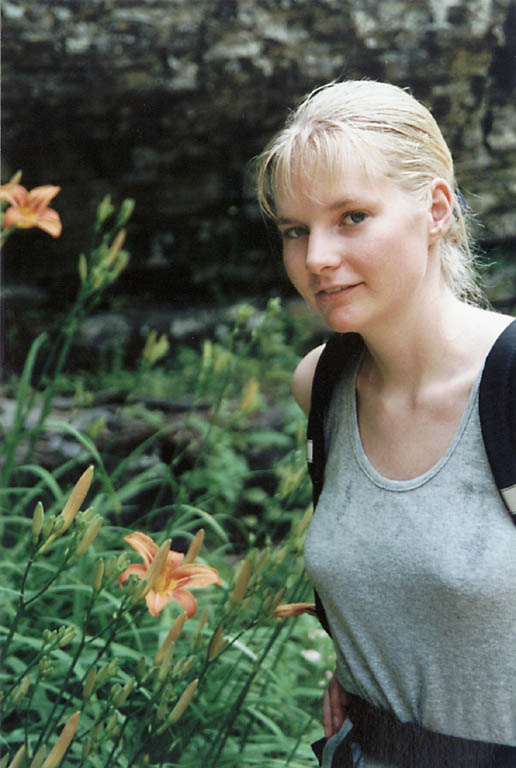 Joanna and daylilies. (Category:  Hiking)