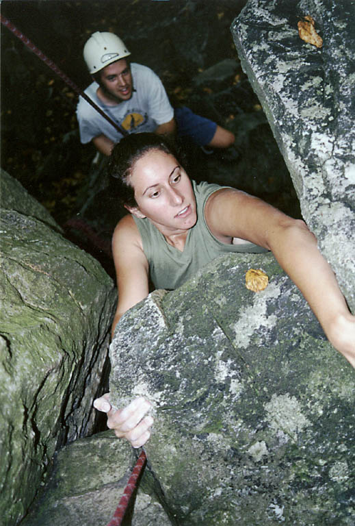 Amy starting Seven Wishes. (Category:  Rock Climbing)