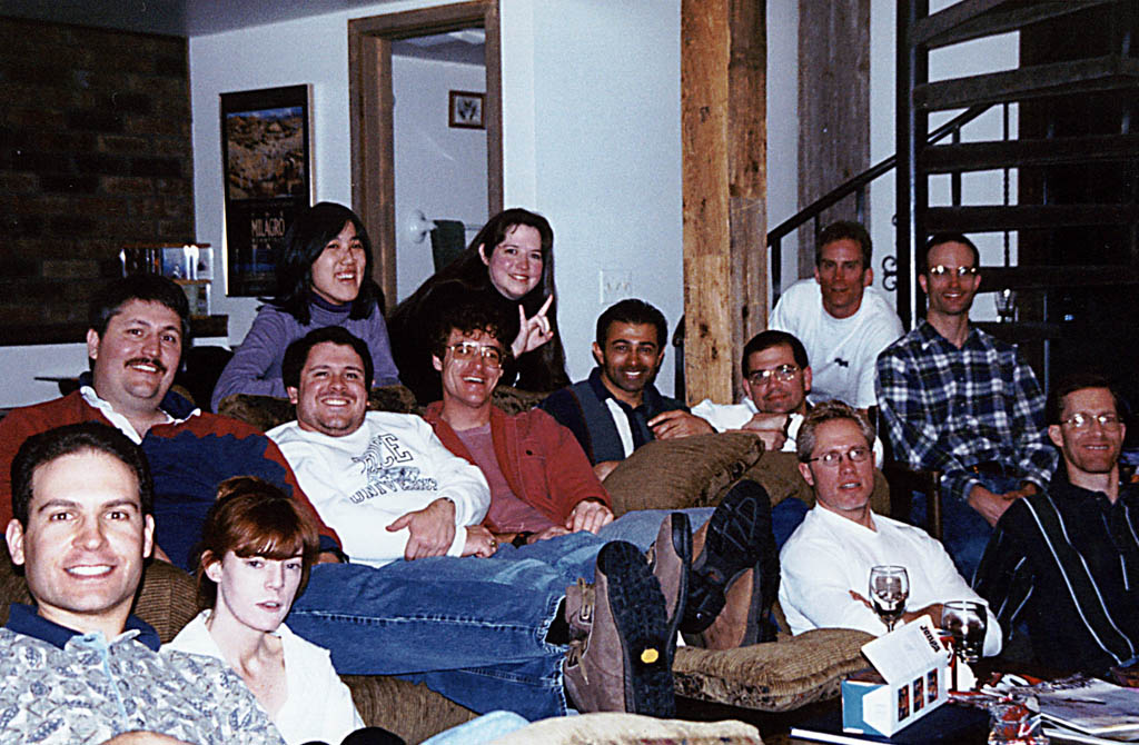 Ski Group in Steamboat.  Steve, Phil, Stacy, Adam, June, me, Jennifer, Danny, Mark, Bob, Henrik, Dave, Dean. (Category:  Skiing)