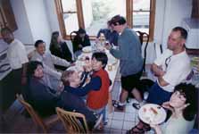 Pancake breakfast during Elaina's visit.  Got to meet Jinmi's parents too.  Rajesh, Jinmi's Mom and Dad, Elaina, Monika, Josh, Jinmi, Nicole, Frank, Mike and Marci. (Category:  Rock Climbing)