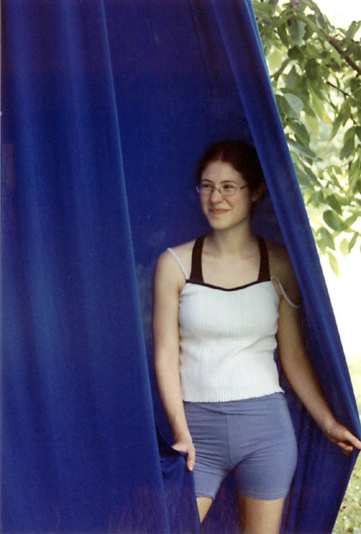 Meredith with her circus fabric. (Category:  Tree Climbing)