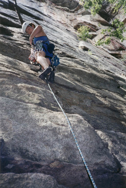 Whitney leading. (Category:  Rock Climbing)