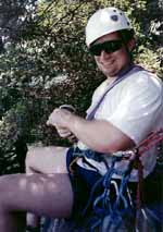 Jason at a belay. (Category:  Rock Climbing)