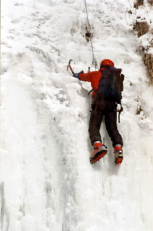 Climbing Businessman's Lunch (with a full pack). (Category:  Ice Climbing)