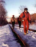 Walter, Matt and Jo hiking out at the end of the day. (Category:  Ice Climbing)