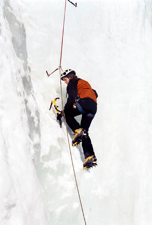 Alana seconding Salmon Steak. (Category:  Ice Climbing)