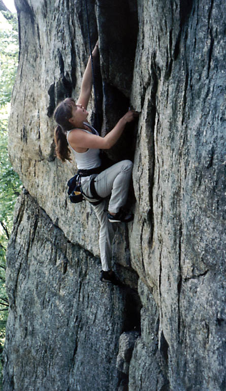 Thea on Double Crack. (Category:  Rock Climbing)