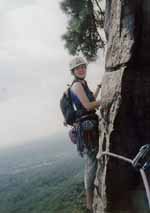 Carla on lead. (Category:  Rock Climbing)