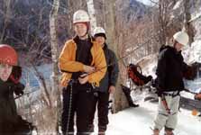 Jason, Dan, Doug and Veronica at the base of Pitchoff Mountain. (Category:  Ice Climbing)