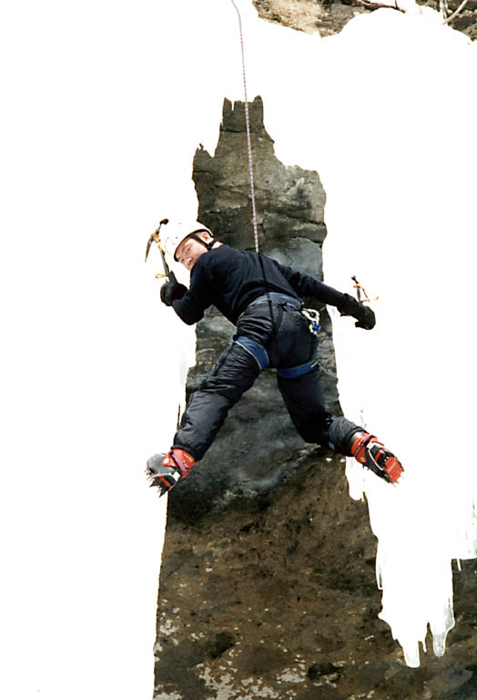 Doug climbing. (Category:  Ice Climbing)