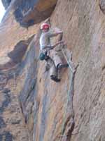 Paul leading Scabies. (Category:  Rock Climbing)