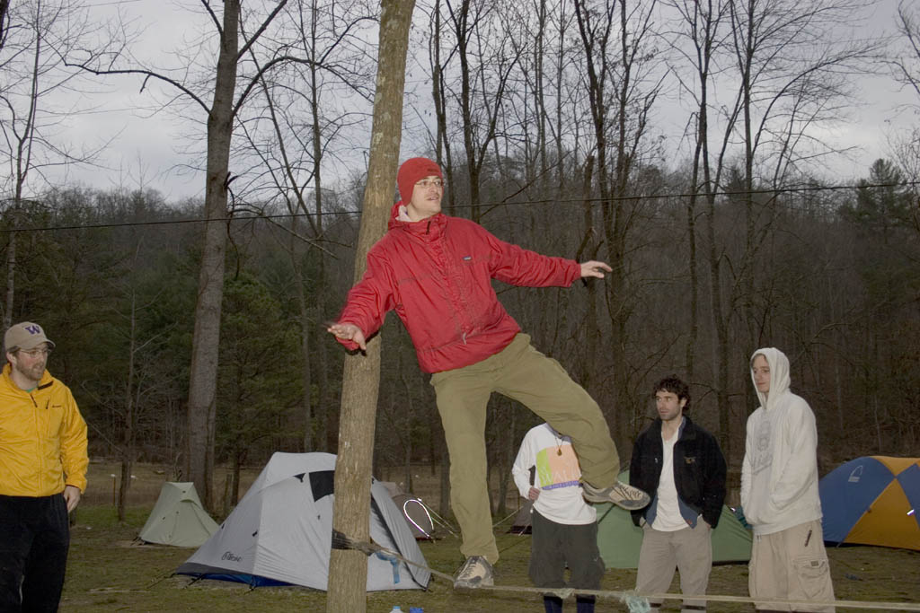 On the slackline behind Miguel's. (Category:  Rock Climbing)