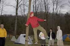 On the slackline behind Miguel's. (Category:  Rock Climbing)