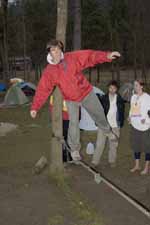 Kyle on the slackline behind Miguel's. (Category:  Rock Climbing)