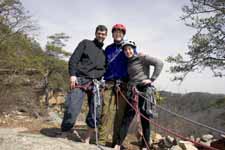 Peter, me and Alana at the top of Bedtime for Bonzo. (Category:  Rock Climbing)