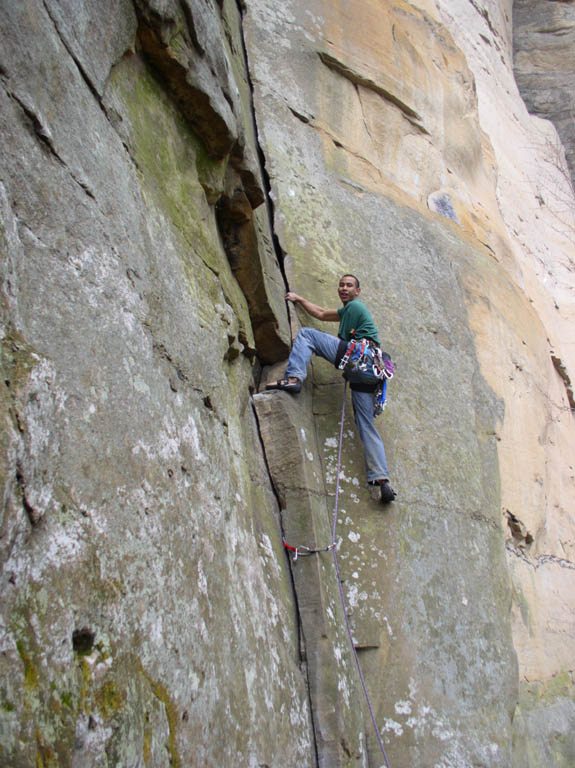 Jerry climbing. (Category:  Rock Climbing)