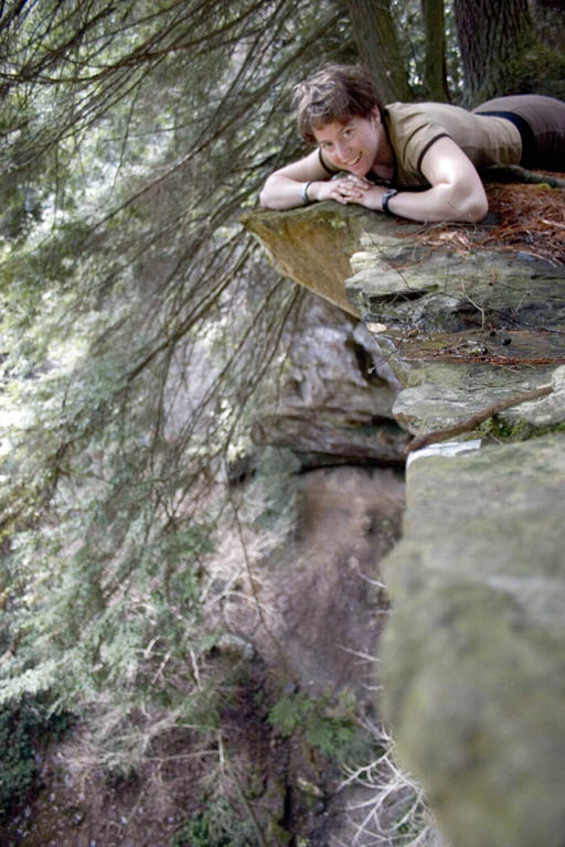 Alana at the top of Torrent Falls. (Category:  Rock Climbing)
