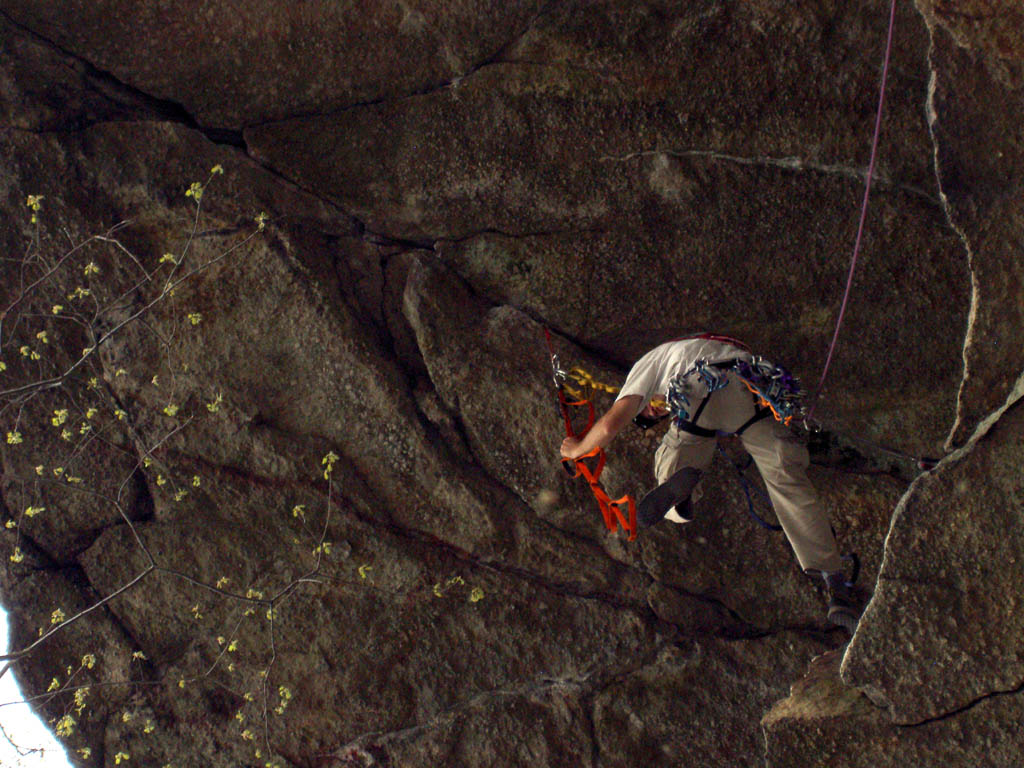 About to make that first step on to the etrier. (Category:  Rock Climbing)