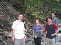 Me, Marci, Rachel, Alan and Ari with the first cache. (Category:  Hiking)