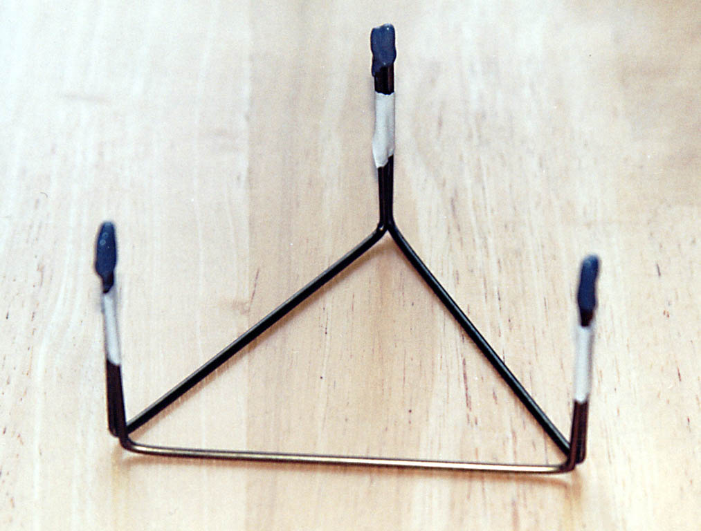 Fig. 6: The assembled pot stand.  Note that the legs must be down when in use or the JB Weld will burn. (Category:  Resources)