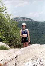 Emilie with Skytop in the background. (Category:  Rock Climbing)