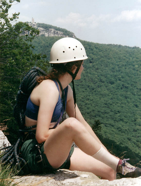 Emilie with Skytop in the background. (Category:  Rock Climbing)