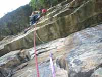 Reaching the roof on Bloody Mary. (Category:  Rock Climbing)