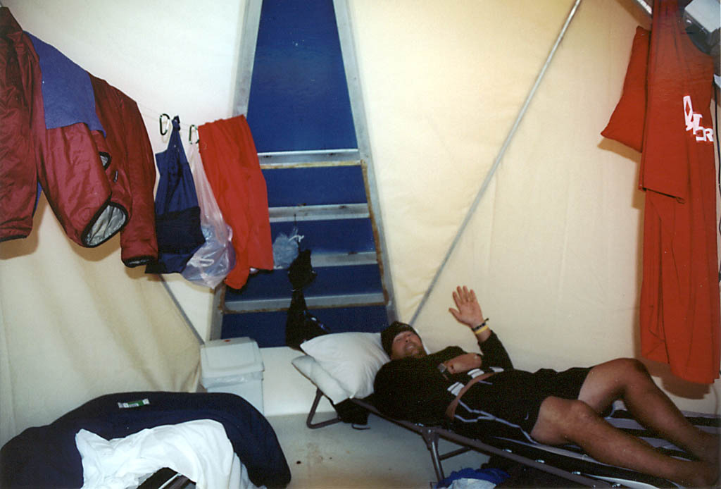 Ross hanging out in our Camp-O-Tel. (Category:  Travel)