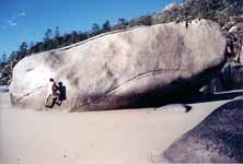 Nude beach bouldering.  The Whale boulder at Rocky Bay. (Category:  Travel)