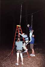 Getting off the zip line. (Category:  Ropes Course Climbing)